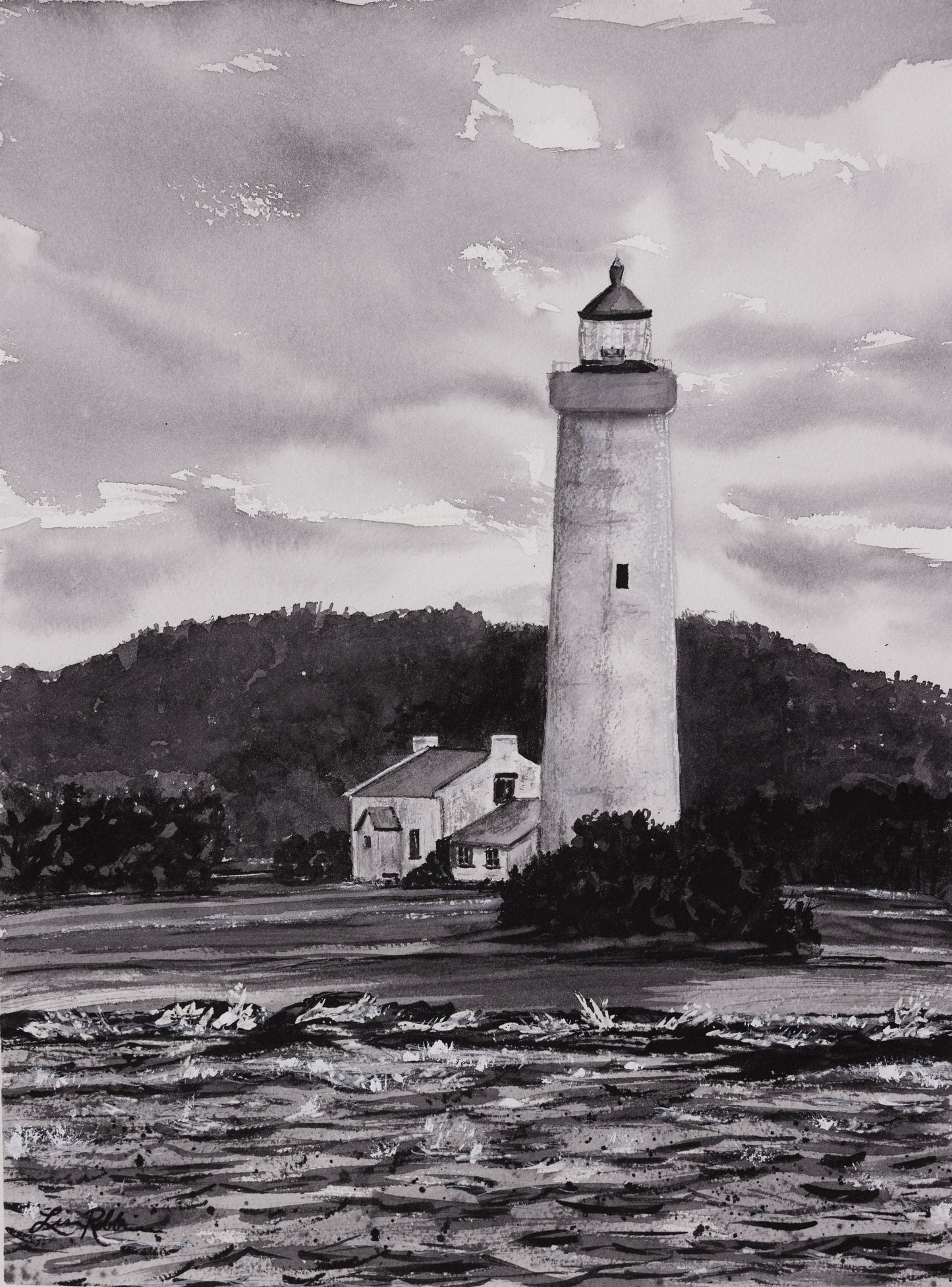 On the Way to the Island-Grayscale - Original